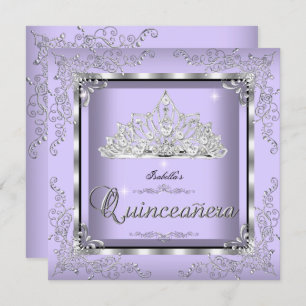 Invitation Quinceanera Purple Lavande Silver Diamond Tiara 3