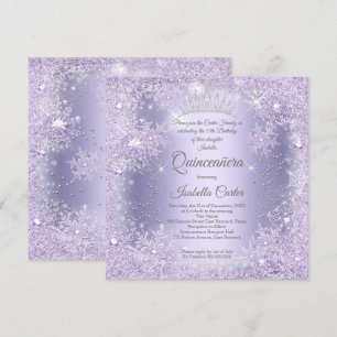 Invitation Quinceanera Purple Lilac Fête d'hiver