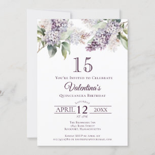Invitation Quinceanera Purple Ressort Lilac Fleur