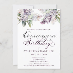 Invitation Quinceanera Purple Ressort Lilac Fleur Invit