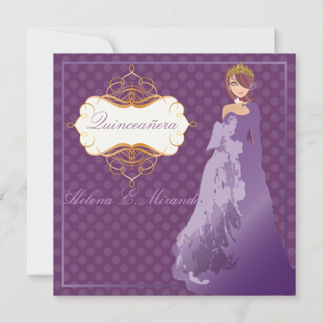 Invitation Quinceañera/Quince años princesse/pois (Devant)
