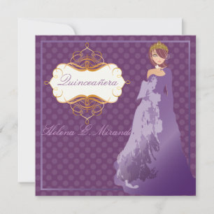 Invitation Quinceañera/Quince años princesse/pois
