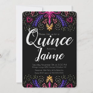 Invitation Quinceanera Quince Fun Dotée Floral Chic