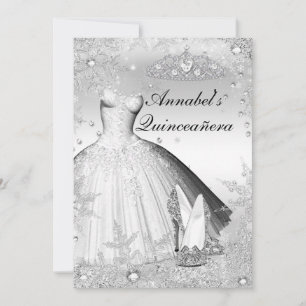 Invitation Quinceañera Robe à Paillettes & Diadème