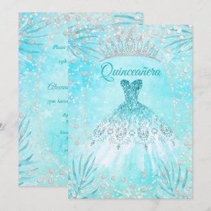 Invitation Quinceanera Robe de Tiare Bleu Sarcelle Hiver Anni