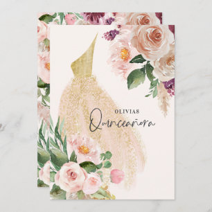 Invitation Quinceañera Robe rose girly robe florale anniversa