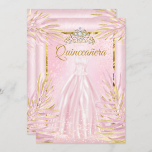 Invitation Quinceanera Robe rose Tiara Robe Anniversaire