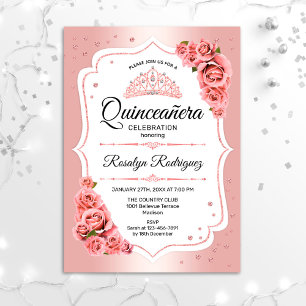 Invitation Quinceanera rose