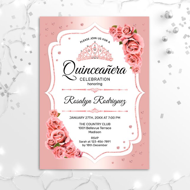 Invitation Quinceanera rose (Créateur téléchargé)