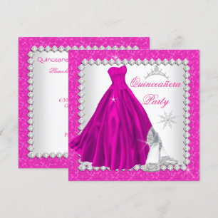 Invitation Quinceanera rose 15ème anniversaire de diamant