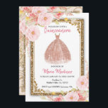 Invitation Quinceanera Rose aux fleurs roses blanches<br><div class="desc">Fleurs roses blanches blanches Roses Quinceanera Mis Quince Anos,  15e anniversaire, </div>