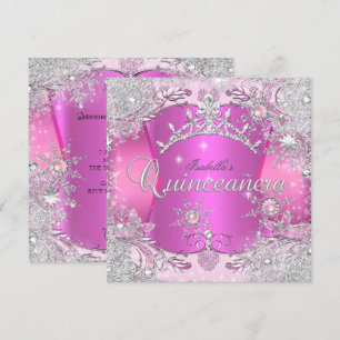 Invitation Quinceanera Rose Chaud Hiver Pays des Merveilles F