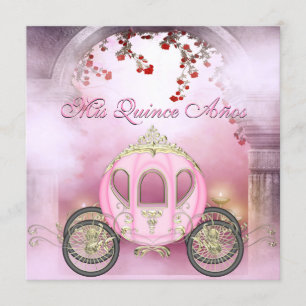 Invitation Quinceanera rose de princesse Carriage Enchanted