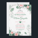Invitation Quinceañera rose Dusty Green Crown Butterfly<br><div class="desc">Quinceañera rose Dusty Green & Silver Crown Mexicaine Butterfly Invitation Mis Quince 15 Anos,  16e anniversaire, </div>