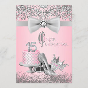 Invitation Quinceanera rose et argent