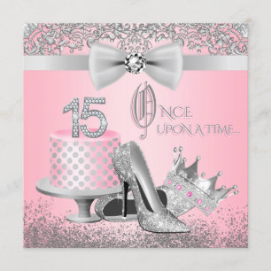 Invitation Quinceanera rose et argent fête d'anniversaire