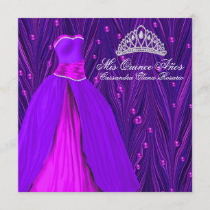 Invitation Quinceanera rose et violet