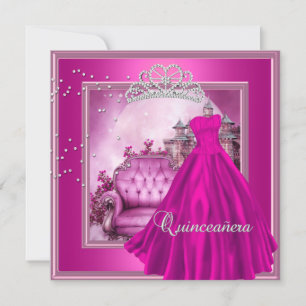 Invitation Quinceanera Rose Fête d'anniversaire 15 ans Magiqu