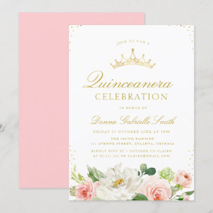Invitation Quinceanera rose floral