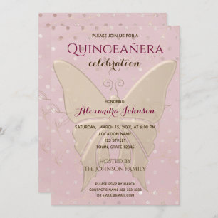 Invitation Quinceanera Rose Gold 15e anniversaire