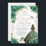 Invitation Quinceañera Rose Gold Hunter Green Floral<br><div class="desc">Rose Gold Hunter Green Floral mexicain Quinceañera Invitation</div>
