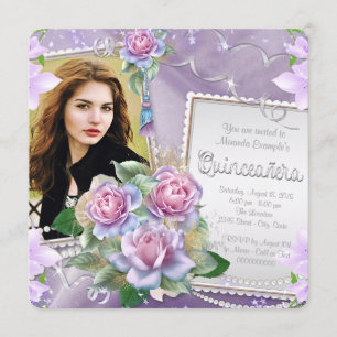 Invitation Quinceañera Rose Lavande