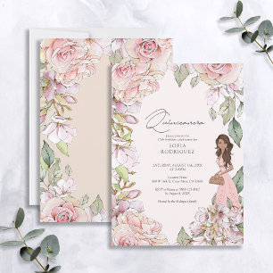Invitation Quinceañera rose rose pâle 15e anniversaire