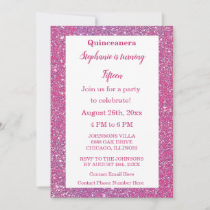 Invitation Quinceanera Rose Rose Parties scintillant or 15e a