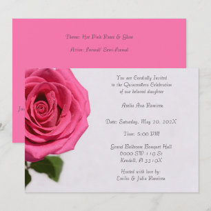Invitation Quinceañera rose rose simple