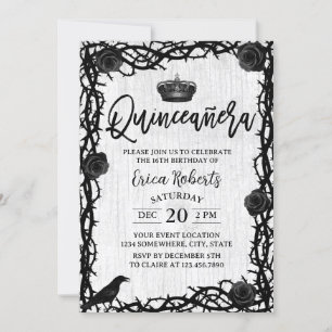 Invitation Quinceanera Rose Thorn Dark Fairy Tale Anniversair