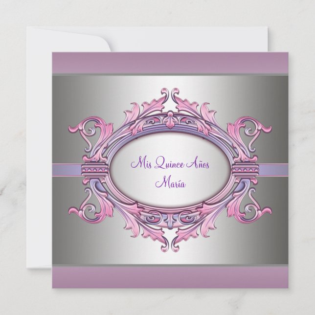 Invitation Quinceanera Rose Violet (Devant)