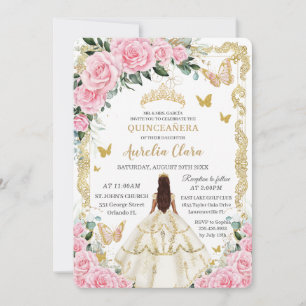 Invitation Quinceañera Roses roses rose Floral Rose blanche R