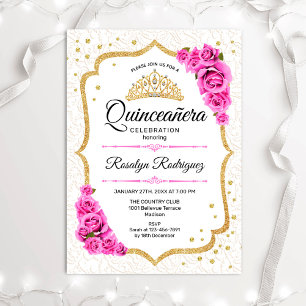 Invitation Quinceanera - Roses roses roses blanches