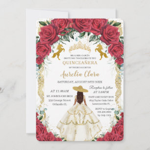 Invitation Quinceañera Roses rouges Floral Roses blanches Che