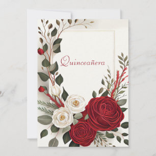 Invitation Quinceanera, Roses rouges Sweet sixteen