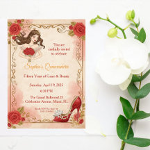 Quinceanera Roses Vintage Élégant Anniversaire