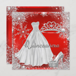 Invitation Quinceanera rouge 15ème Elite Élégante fête d'anni