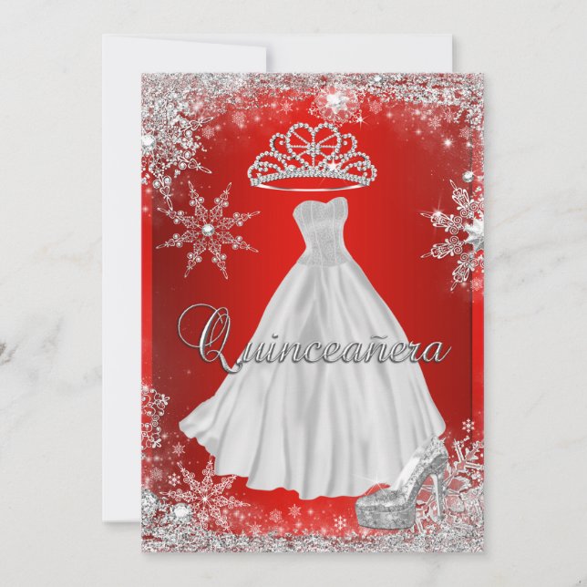 Invitation Quinceanera rouge 15ème Elite Élégante fête d'anni (Devant)