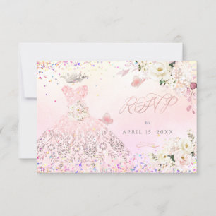 Invitation Quinceanera RSVP Blush Pink Parties scintillant Go