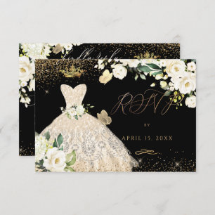 Invitation Quinceanera RSVP Champagne Gold Parties scintillan