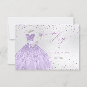 Invitation Quinceanera RSVP Dusty Purple Parties scintillant 