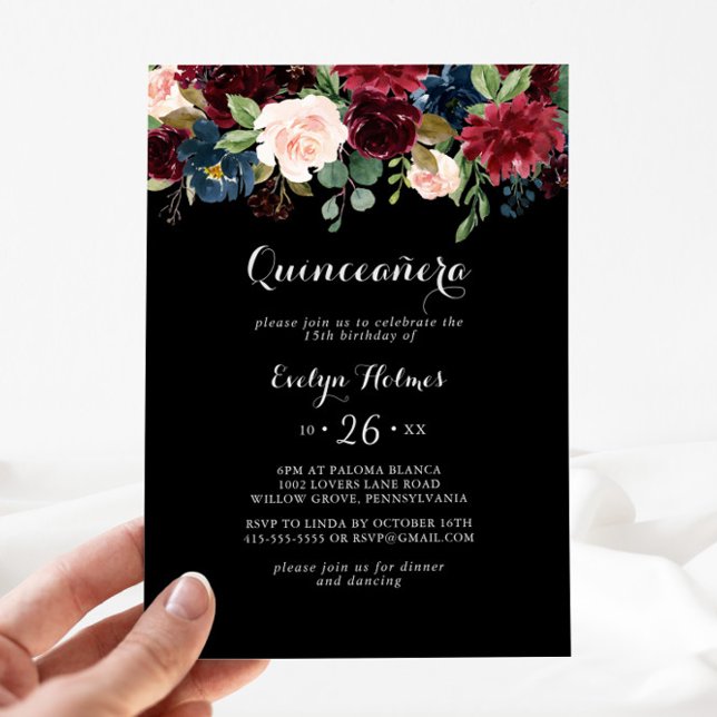 Invitation Quinceañera rustique noire (Créateur téléchargé)