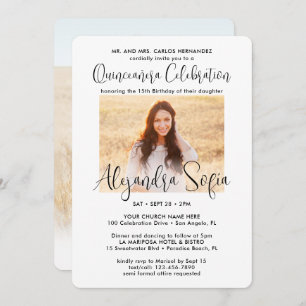 Invitation Quinceañera Script tendance Chic Modern 2 Photo