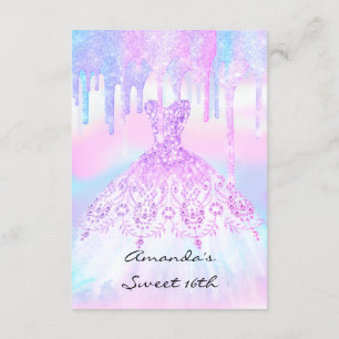 Invitation Quinceanera Sweet 16e robe holographique Unicorne