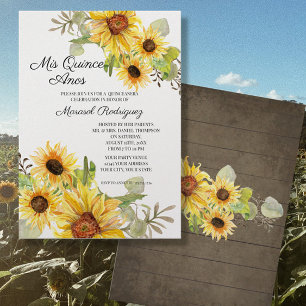 Invitation Quinceanera Tournesol Automne Florale fête d'anniv