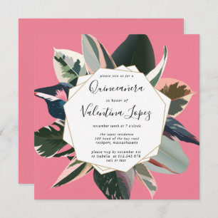 Invitation Quinceanera Tropicale Rose moderne
