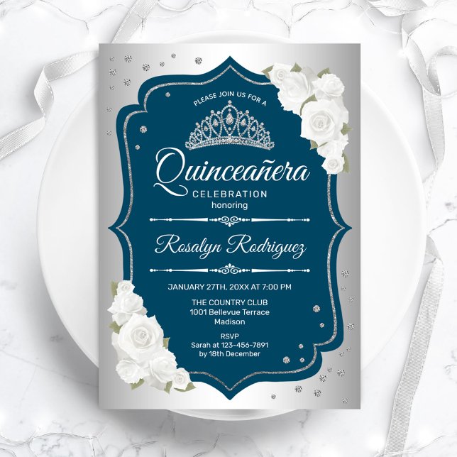 Invitation Quinceanera turquoise et élégante (Créateur téléchargé)