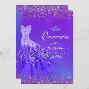 Invitation Quinceanera Ultra Violet Ombre Parties scintillant