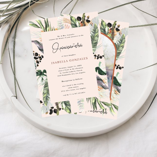 Invitation Quinceañera | Verdure & Terra Cotta Jungle (Créateur téléchargé)