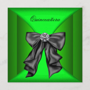 Invitation Quinceanera vert citron vert noir